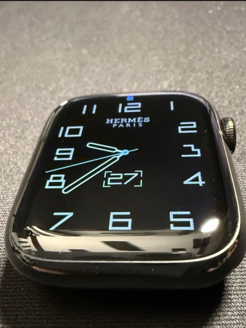 Hermes Black Smartwatch with Light Blue Numerals